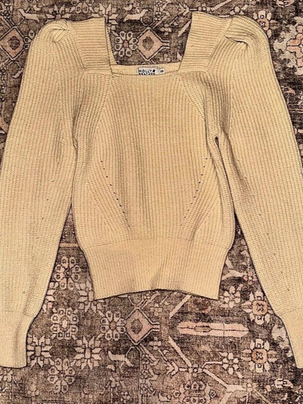 Molly Bracken Cream Wool Sweater Size XS Like New